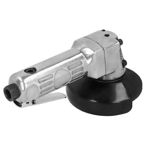 Tough As Nails 4 Inch Pneumatic Air Angle Grinder Cranking Out 11000 Rpm with black disc for metal cutting and polishing.
