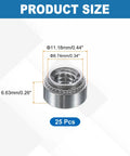 Heavy Duty 304 Stainless Steel Self Clinching Nuts 1/4 Inch Thread X 0.26 Length 25 Piece Pressure Rivet Nut Kit size diagram.