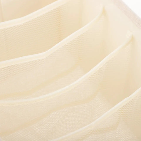 Beige Linen Cotton Seven Grid Folding Clothes Organizer Box Durable Closet Storage Bin For Tidy Wardrobe Vibes interior view