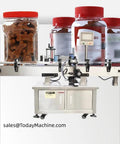 Rock Solid Automatic Round Orientation Labeler Built For Busy Production Floors That Crave Zero Sweat High Volume Operation featuring jars of treats.