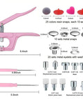 Premium Pink Snap Button Kit With Heavy Duty Aluminum Pliers And Full Die Set Including Resin Metal Snaps Plus Eyelet Grommets