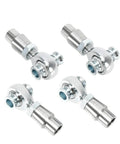 Four Piece Chromoly Rod End Kit Engineered For Hella Smooth Linkage Systems With Rock Solid Angular Movement showing chrome joints.