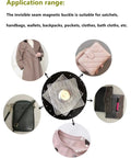 Application range of 30 Pairs Hideaway Sew In Magnetic Snaps for various uses, shown on clothing, bags, and closures.