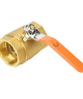 Heavy Duty DN32 Brass Ball Valve Featuring Smooth Quarter Turn For Water Oil And Gas Lines High Pressure 1.6MPa Rating, side view with orange handle.