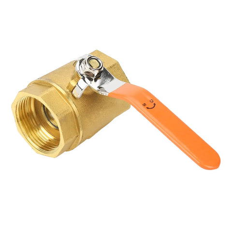 Heavy Duty DN32 Brass Ball Valve Featuring Smooth Quarter Turn For Water Oil And Gas Lines High Pressure 1.6MPa Rating, side view with orange handle.