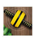Rock Solid Ab Roller Wheel Detachable Core Crusher Portable Exercise Equipment For Toned Arms Chest Shoulders Back Easy Assembly Travel Fitness Gear To Get Shredded At Home Quick Results on wooden background with green leaves.