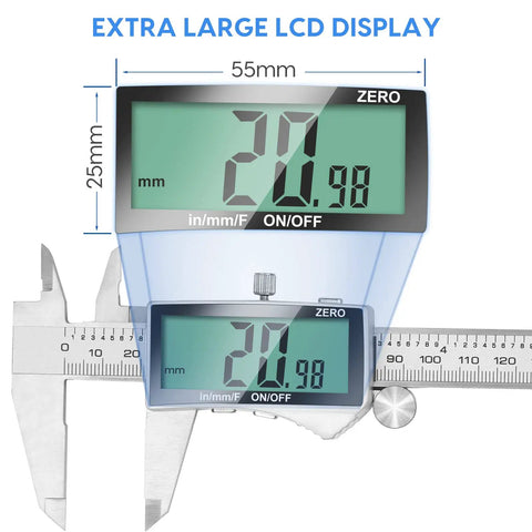 6 Inch Digital Caliper With Extra Large LCD Screen For Precision Measurement Stainless Steel Vernier Caliper For Inches Millimeters And Fractions