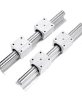 Heavy Duty SBR40 Linear Guide Rail Set Paired With Slider Blocks Cast From Hardened Steel Deliver Crisp Slide Action For DIY CNC Mills And Lathes Built To Grind All Day Long, showing steel slider blocks on rails.