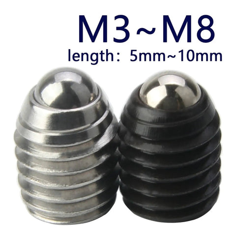 Top Shelf Spring Ball Plungers With Internal Hex Socket, Built Tough In Rust Proof Stainless Steel For Flawless Positioning And Smooth Operation On Every Tough Job Site Pack Of Fifteen Metric M Eight Qx414 Series, showing two ball plungers.
