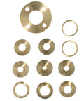 Premium Brass Router Template Guide Kit With Lock Nut And Adapter Precision Bushing Set For Dovetail Hinge And Pattern Routing showing brass bushings.