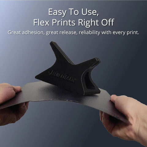 Flexible Magnetic Steel Build Plate For Bambu Lab H2D H2S With No Glue Fast Print Release Supporting PLA ABS PETG PC PA showing easy flex use in hand.