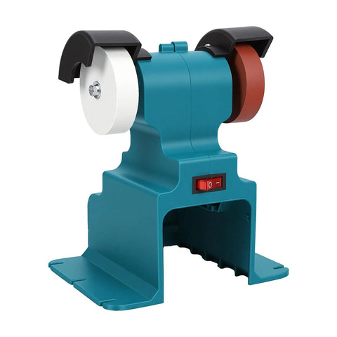 Heavy Duty Kickass Mini Cordless Bench Grinder With Copper Motor For Sharp Polishing Grinding Waxing And Metal Diy Tasks featuring dual wheels.