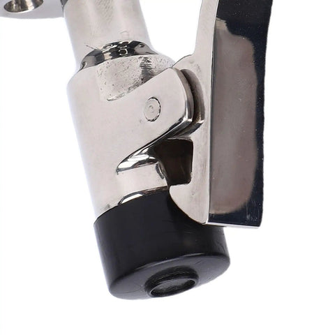 Rock Solid Heavy Duty 316 Marine Door Stopper And Holder Catch Brushed Stainless Steel Build close-up of spring latch with rubber bumper