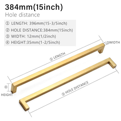 Hella Sleek And Top Shelf 10 Pack 15 Inch Cabinet Pulls For Kitchen Cabinets And Dresser Drawers Stainless Steel Gold Square Handles dimensions.
