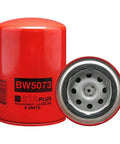 BW5073 Coolant Spin On Filter With BTE Formula for Engine Protection, red metal exterior with detailed end view.