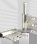 Heavy Duty Stainless Steel Door Hinge With 360 Degree Swivel And Detachable Flag Design Built Tough For Rock Solid Rust Proof Performance Plus Fire Safe Five Inch Compatible Setup, showing metal finish and hinge design.