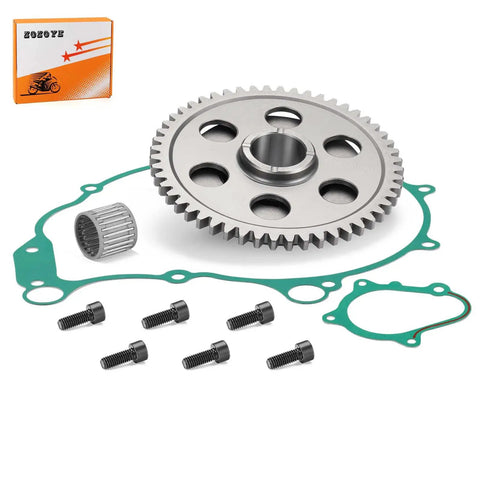 Top Shelf Starter Clutch One Way Bearing And Gear Gasket Kit For 2002 2003 Yamaha Yfm660r Raptor 660r Atv showing gear, gasket, and hardware.