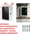 Rock Solid EV Charger Protection Enclosure With Lock And Weatherproof Wall Mount Design shown mounted on a wall, made of galvanized steel.