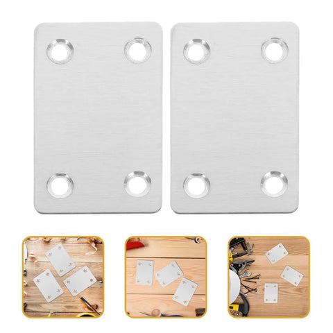 Beefy Flat Corner Brackets Set For Easy Connection And Secure Fastening Stainless Steel Mending Plates With 19mm And 42mm Hole Spacing 