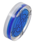 Round Bubble Level for Precision Measuring and Alignment Tasks, translucent circular design with printed measurement lines.