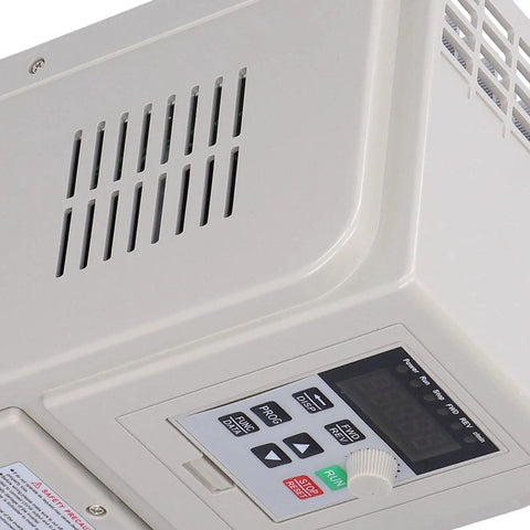 Close-up of Variable Frequency Drive Inverter For Industrial Motors Single To Three Phase 110V Input 220V Output 1.5kW with digital display.