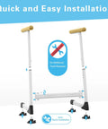 Adjustable Height Toilet Safety Rails With Wood Finishes Big Time 350 Lb Support For Seniors And Mobility Needs, showing easy installation process.