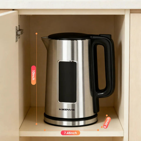 1.7L Electric Kettle With Touch Screen Control, Fast Boil, Auto Shut Off, Double Wall Design, Strix Control, stainless steel