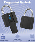 Heavy Duty Fingerprint Padlock With Bluetooth Outdoor Waterproof Smart Lock for gates fences lockers gyms cabinets shown in black