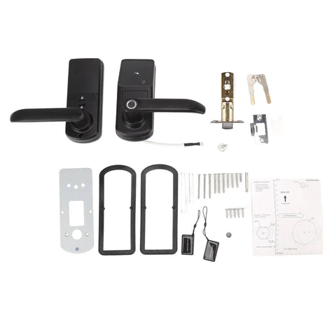 Kick Back And Relax With This Heavy Duty Smart Door Lock Boasting Instant Fingerprint Scan Plus Straightforward Password Entry And Smooth Phone App Hookup So You Can Easily Ditch Those Old House Keys At Your Front Door - black lock hardware components.