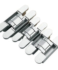 Badass Concealed Hidden Door Hinges With Rock Solid 180 Degree Adjustable Movement And A Zero Drama 80 Kilogram Load Rating For Quick Wood Door Installation In Sleek Black, shown from above.