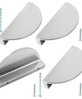 Four Pack Half Moon Drawer Pulls In Brushed Nickel Aluminum with M4 screws, semicircle cabinet pull handles, 3.7 inch overall length