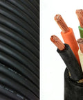 Real Workhorse 2/5 Soow Portable Power Cable 600 Volt Black Wire Cord For Generators Welders And Job Sites close-up of five conductors