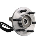 Premium Garage Grade Front And Rear Wheel Bearing Hub Assembly Complete Drop In Replacement Kit For Daily Drivers Road Ready Heavy Duty Suspension Parts - Front wheel hub with mounting studs and sensor.