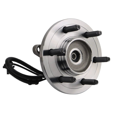 Premium Garage Grade Front And Rear Wheel Bearing Hub Assembly Complete Drop In Replacement Kit For Daily Drivers Road Ready Heavy Duty Suspension Parts - Front wheel hub with mounting studs and sensor.