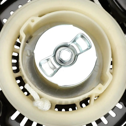 Close-up of Pull Start Recoil Starter Assembly for Predator 79cc 98cc 99cc 100cc Mini Bike Go Kart, showing internal mechanism.