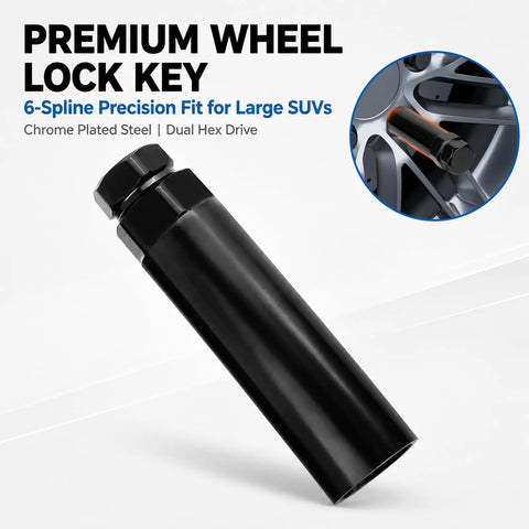 Large 6 Spline Lug Nut Socket With Wheel Lock Key Replacement Tool heavy duty chrome plated steel for SUVs