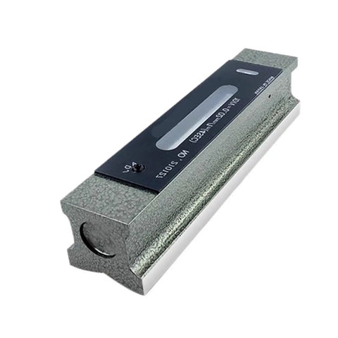 Slick Precision Spirit Level With Dead On Measuring Vial And Quick Angle Finder for carpentry showing steel finish and measuring vial.