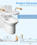 Rock Solid Heavy Duty Foldable Toilet Safety Rails For Seniors With Comfort Grip Armrests Handicap Bathroom Assist Bars Up To Five Hundred Twenty Lbs Easy Peasy Setup dimensions illustration on a toilet.