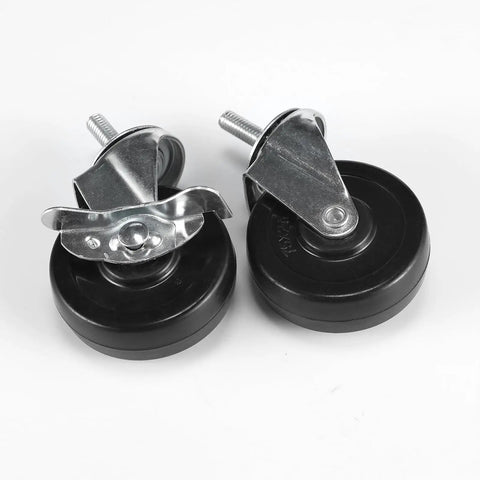 Tough-As-Nails 3 Inch Heavy-Duty Caster Wheels With Adapters 1/4-20 Threaded Stem set of 4 rubber casters side view.