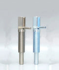 Top Shelf Stainless Steel Indexing Plunger Lever Lock Locating Pin M10 Metric Thread Spring Loaded Safety Pin Heavy Duty Build, two pins side by side.