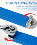 Offset Extension Wrench Set With Zero Degree Ratchet Extension For Tight Spaces, Impact Ready, Blue Wrench Extender