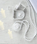 40 Piece Telescopic Shutter Repair Pins Spring Loaded Replacement Kit Hella Durable Total No Brainer Fix for Busted Plantation Shutter Louvers with Non Rusting Plastic, showcasing white plastic parts and pins.