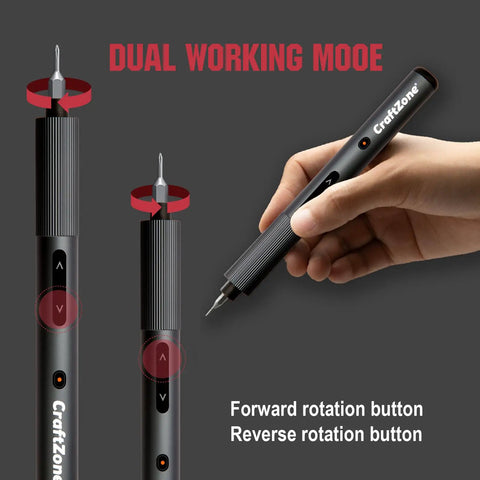 Mini Electric Screwdriver Set With 0.5 Nm Torque And 20 Precision S2 Steel Bits Featuring Dual working mode and rotation buttons.