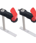 Two Pack Hold Down Clamp Set, Stainless Steel Quick Release Bench Dog Clamps For Woodworking, non-slip grip, side view