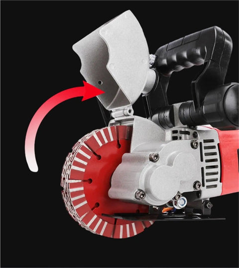 Heavy Workhorse Wall Groover With Onboard Dust Catcher Makes Quick Work Of Concrete Brick Stone Surfaces Delivering Clean Smooth Cuts For Fast Renovations, showcasing the blade cover design.