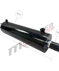 Heavy Duty Workhorse Double Acting Hydraulic Cylinder For Dump Trailers 5 Inch Bore 15.75 Inch Stroke 3500 Psi displaying 5.5 inch outer diameter and 23.5 inch retracted length.