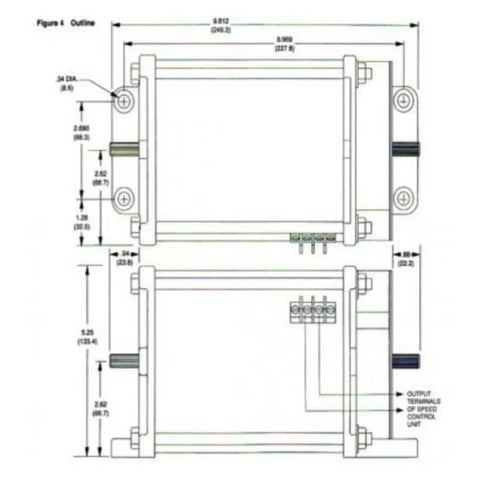Technical drawing of Heavy Duty Universal Rotary Actuator For Engine Fuel Control And Exact Speed Tuning with dimensions and features.