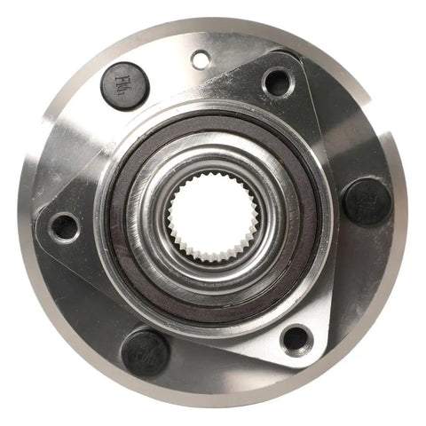 Close-up view of Badass Four Piece Wheel Bearing And Hub Assembly Set showing metal hub with smooth bearing for Saturn Outlook and Chevy Traverse.