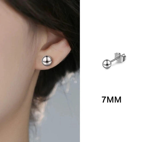 Seven mm silver stainless steel ball stud earring, Five Pair Silver Stainless Steel Ball Stud Earrings Set For Women Hypoallergenic Round Studs In 3mm To 7mm Sizes For Everyday Wear And Gift Giving Tarnish Resistant Jewelry Kit Essentials