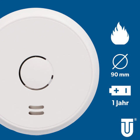 Smoke Detector With Magnetic Holder No Sweating Over Tools Super Strong 3M Adhesive Pads For Snappy Wall Mount showing 90mm round design.
